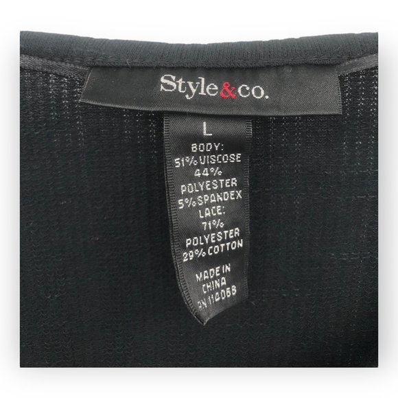 ^ Style & Co. Women's Large Side Lace Crochet- Panel Bridge-Hem Deep Black… - Picture 4 of 4